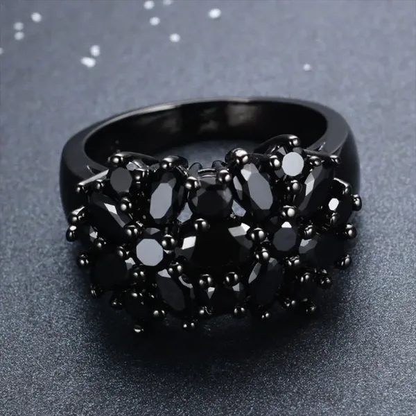 Nuevo Sortijas Nupciales Retro Amplias Con Adornos Ovalados Negros Para Damas Y Caballeros