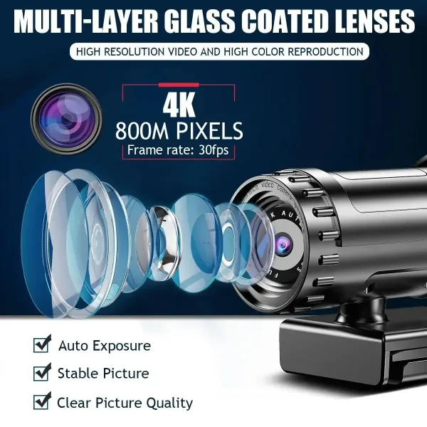 Imagen Del Producto Cámaras Web En 4K Eficaz Con Control De Enfoque Pc | Compra Online En Tiendafiable