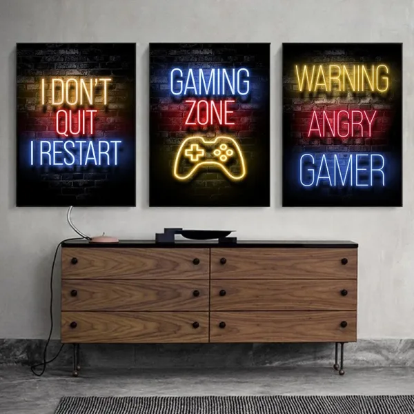 Imagen Del Producto Pósteres De Pared De Neón Estilo Gamer Nuevo Decoración | Compra Online En Tiendafiable