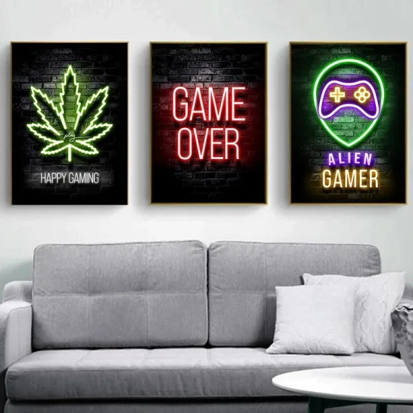 Imagen Del Producto Pósteres De Pared De Neón Estilo Gamer Nuevo Decoración | Compra Online En Tiendafiable
