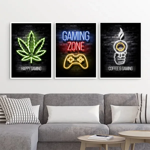 Imagen Del Producto Pósteres De Pared De Neón Estilo Gamer Nuevo Decoración | Compra Online En Tiendafiable