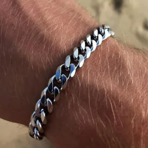 Nuevo Pulsera Tradicional De Acero Inoxidable Brillante, Elegante