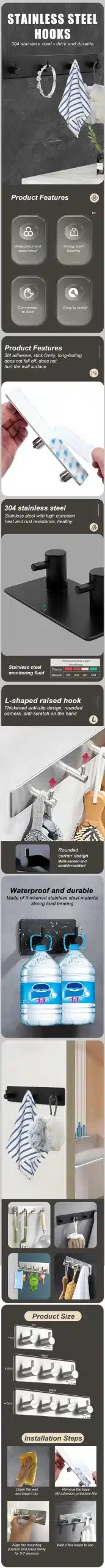 Ganchos Autoadhesivos De Acero Inoxidable De Calidad