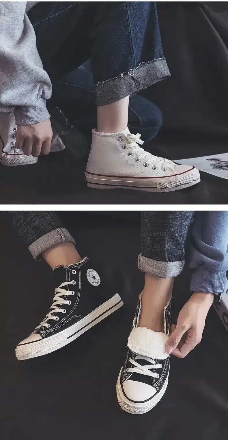Hermoso Zapatos De Lona Con Forro Polar Para Mujer