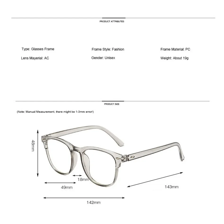 Montura De Gafas De Ordenador Transparente Clásica Para Hombre Y Mujer