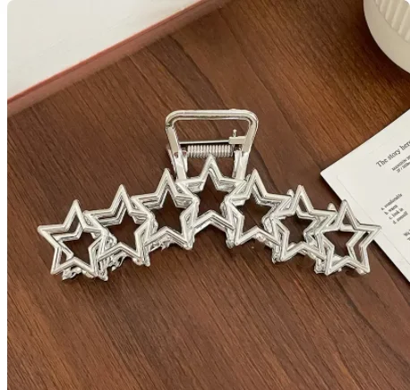 Pinzas Para El Cabello Plateadas Y2K Con Forma De Estrella Hueca: Estilo Y Tendencia En Accesorios Capilares