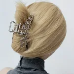 Pinzas Para El Cabello Plateadas Y2K Con Forma De Estrella Hueca: Estilo Y Tendencia En Accesorios Capilares