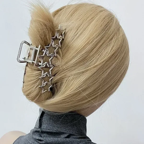 Pinzas Para El Cabello Plateadas Y2K Con Forma De Estrella Hueca: Estilo Y Tendencia En Accesorios Capilares