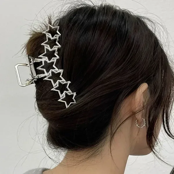 Imagen Del Producto Pinzas Para El Cabello Plateadas Y2K Con Forma De Estrella Hueca: Estilo Y Tendencia En Accesorios Capilares | Compra Online En Tiendafiable