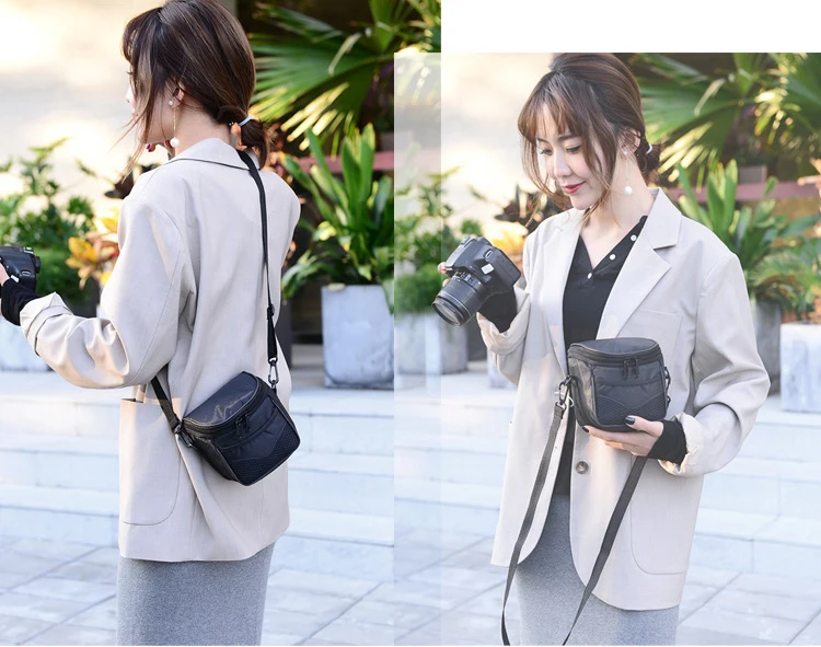 Elegante Funda De Cámara Dslr: Estuche Compacto De Hombro Para Teleobjetivo Dv, Perfecto Para Canon, Nikon Y Sony, Ideal Para Mujeres Aventureras.