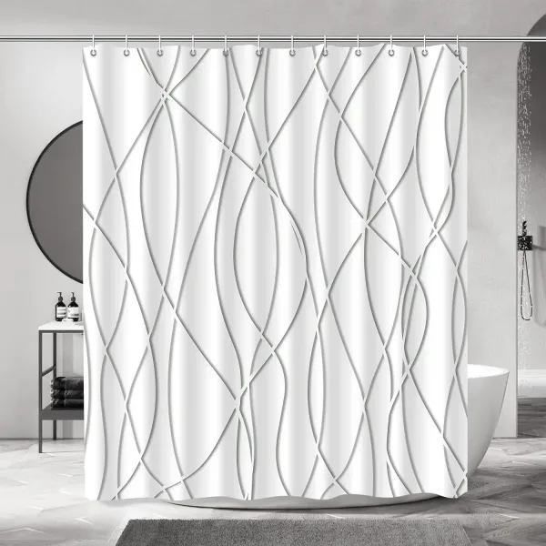 Imagen Informativa: Cortina De Ducha De Baño Moderna A Rayas En Blanco Y Negro | Tiendafiable