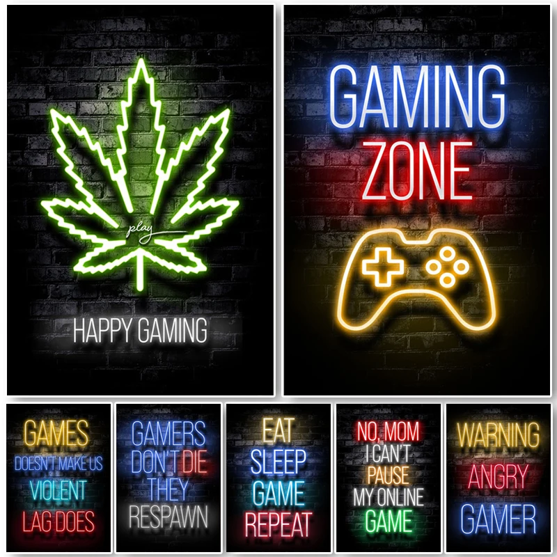 Luz Y Estilo: Pósteres Neon Para Gamers Que Transformarán Tu Espacio