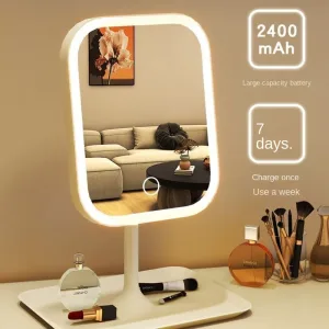 Imagen informativa: Espejo de Tocador de Escritorio con Luz LED para Maquillaje | Tiendafiable