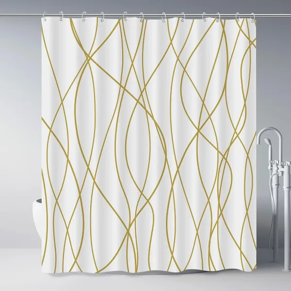 Imagen Informativa: Cortina De Ducha De Baño Moderna A Rayas En Blanco Y Negro | Tiendafiable