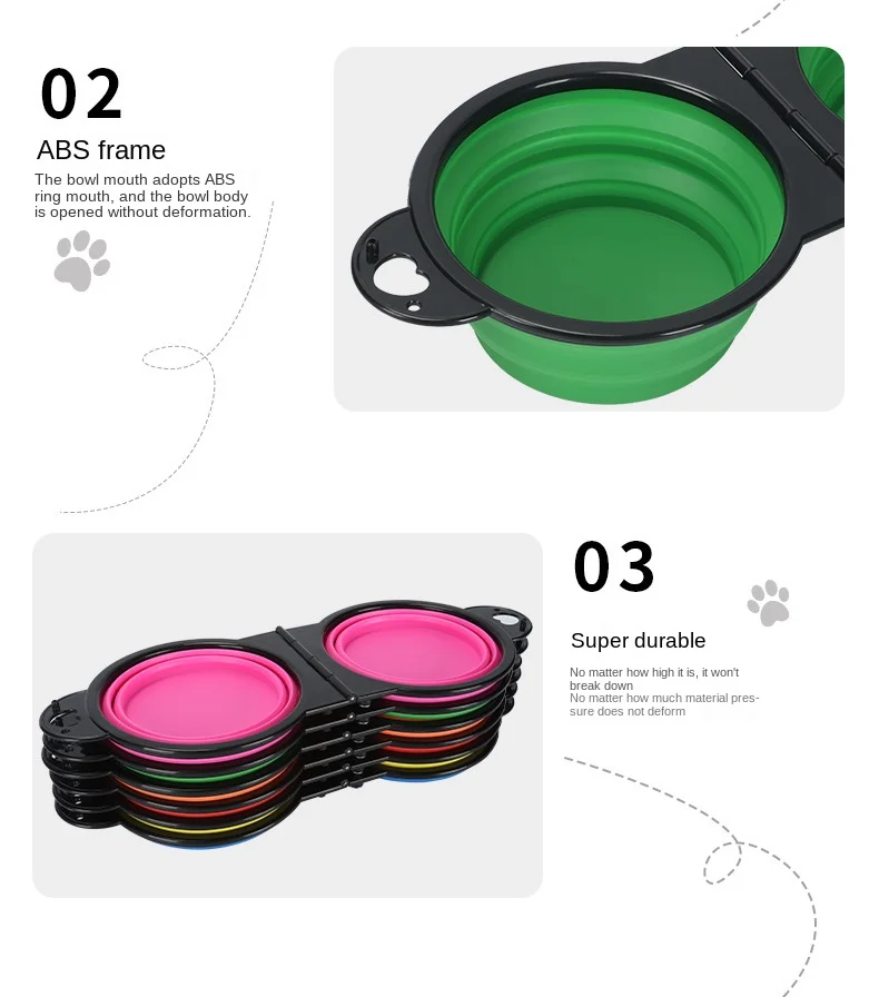 Novedoso Tazón De Alimentación Doble Plegable Para Mascotas
