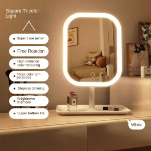 Imagen informativa: Espejo de Tocador de Escritorio con Luz LED para Maquillaje | Tiendafiable