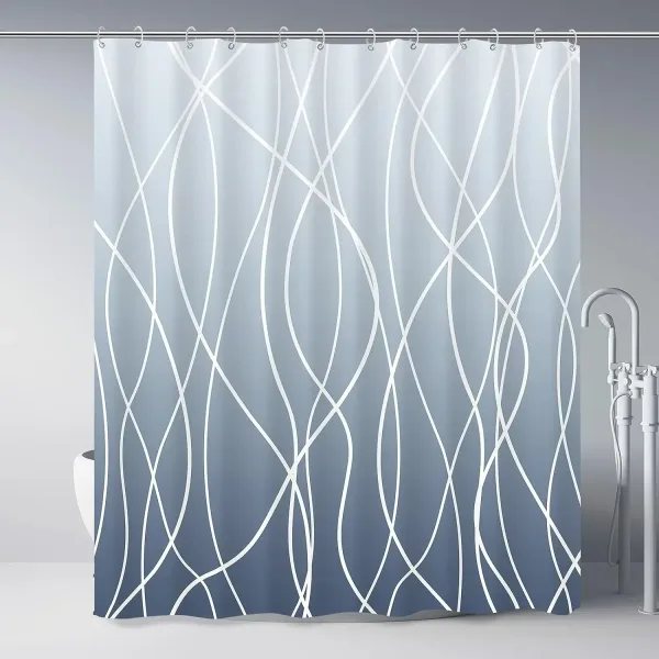 Imagen Informativa: Cortina De Ducha De Baño Moderna A Rayas En Blanco Y Negro | Tiendafiable