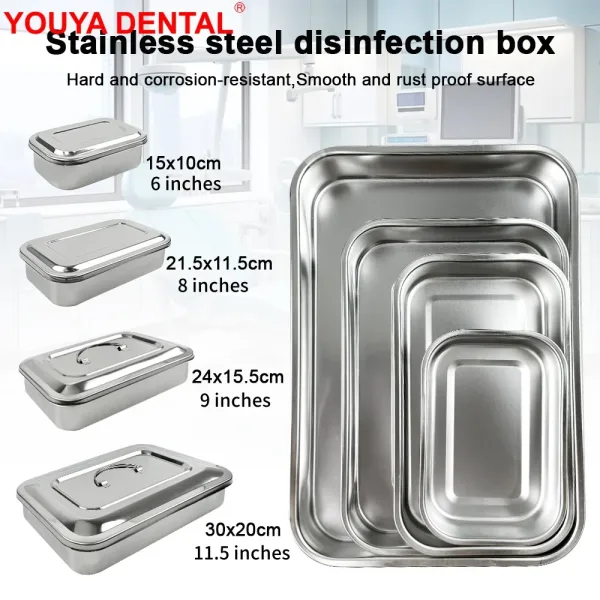 Imagen Informativa: Bandeja Dental Con Tapa, Caja De Desinfección De Acero Inoxidable | Tiendafiable