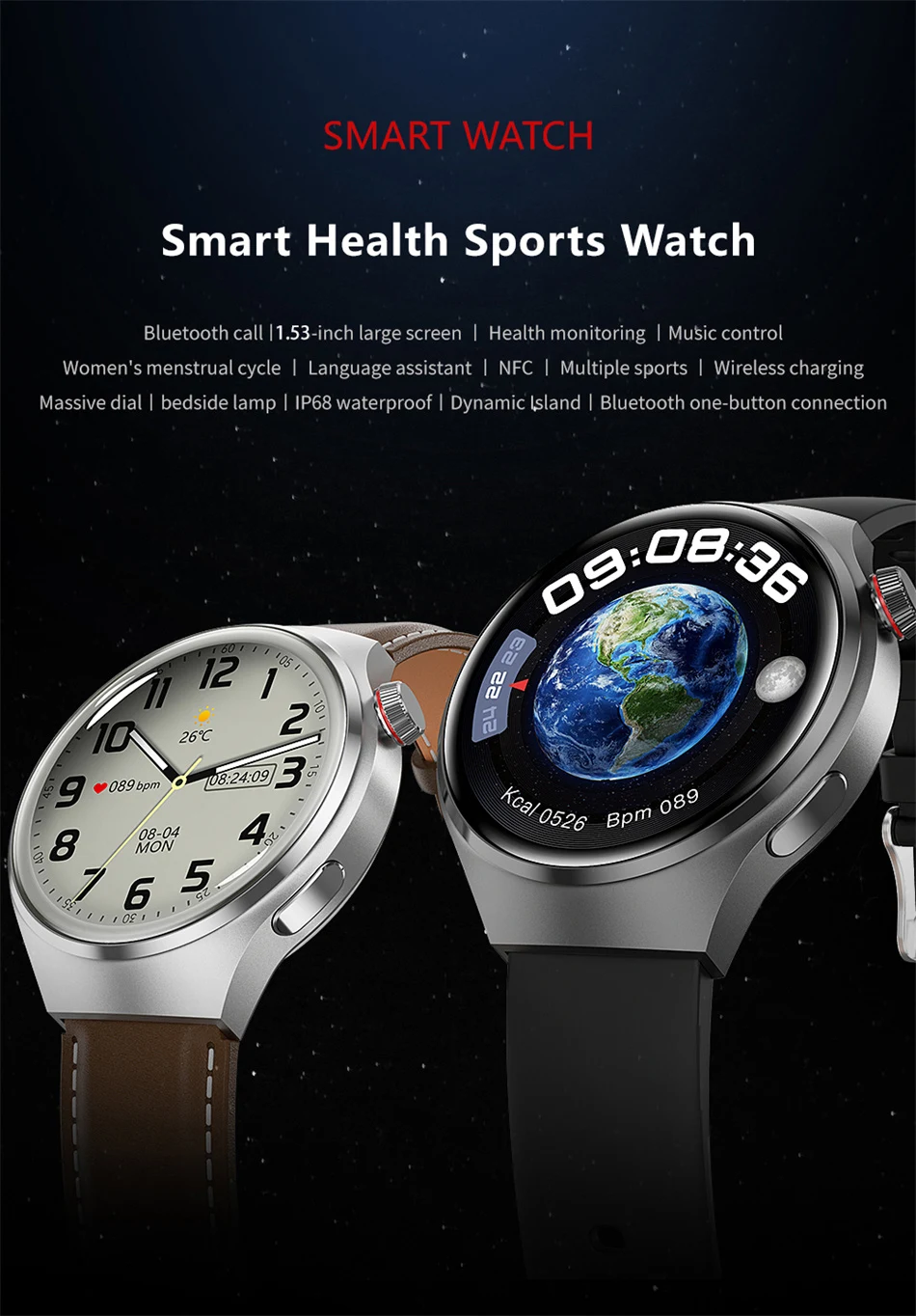 Reloj Inteligente Resistente Al Agua Con Monitor Cardíaca